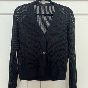 Uniqlo Black Cardigan Sweater V-Neck Lightweight